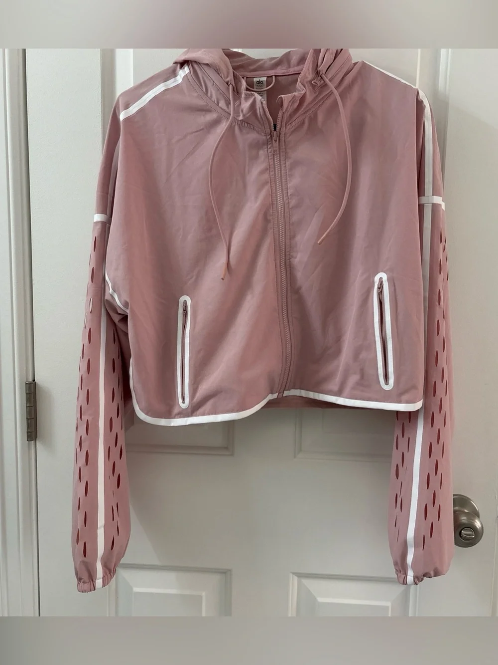 Alo Yoga Pale Mauve Hooded Crop Stratus Jacket Size Small, Activewear Athleisure
